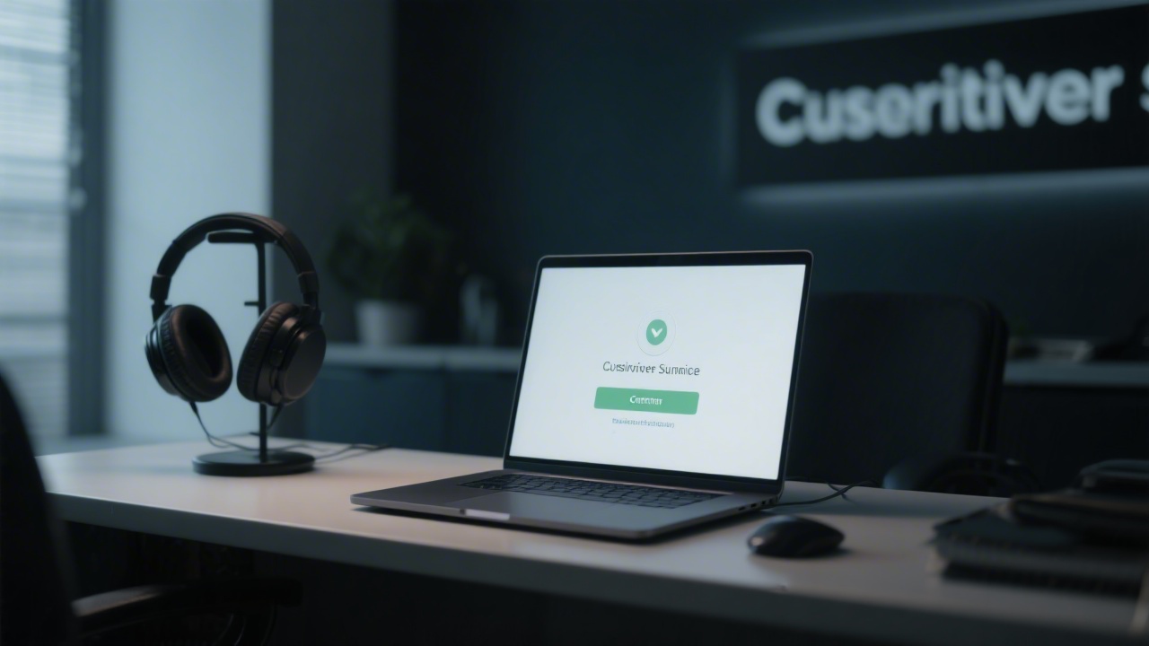 Professional support desk with notebook, keyboard and documentation, showing maintenance plan and upgrade checklist in a modern studio office